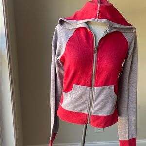 Hard Tail Vibrant Red and Gray Zip-Up Hoodie